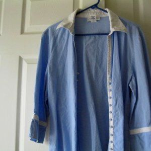 Like New Katherine Blue/White Cotton Shirt Size XL